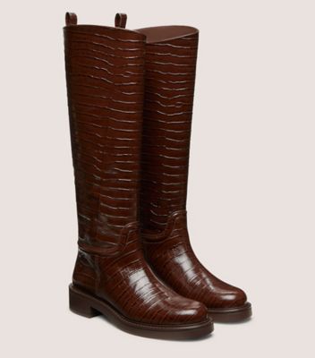 Stuart Weitzman,CELIA RIDING BOOT,Boots,Pull Tab,Day Party,Brown,Angle View