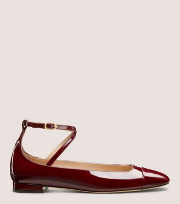 Stuart Weitzman,EDEN STRAP FLAT,Flats,Casual,Maroon,Front View