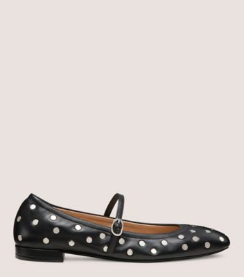 Stuart Weitzman,CLARIS STUD BALLET FLAT,Black,Front View