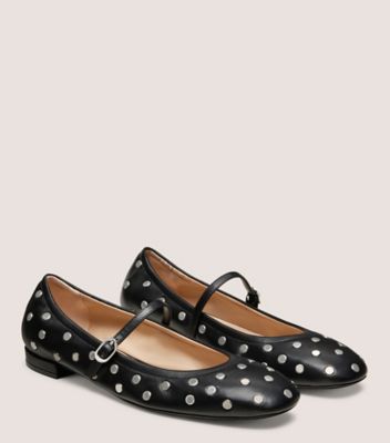 Stuart Weitzman,CLARIS STUD BALLET FLAT,Black,Angle View