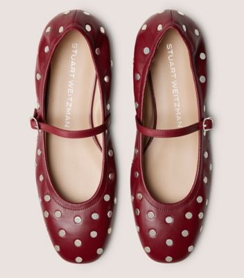 Stuart Weitzman,CLARIS STUD BALLET FLAT,Maroon