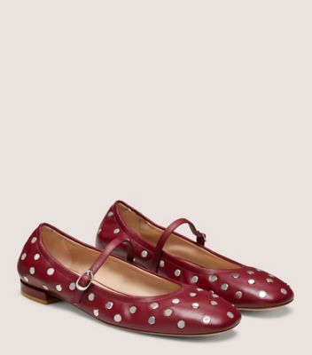 Stuart Weitzman,CLARIS STUD BALLET FLAT,Maroon,Angle View