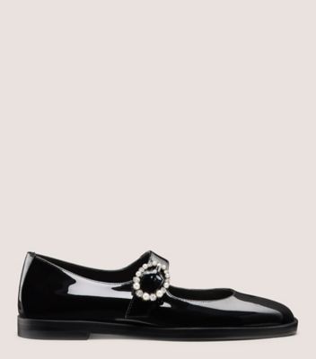 Leather black flats womens on sale