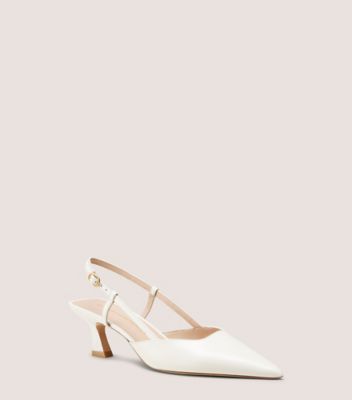 Stuart Weitzman,VINNIE 50 SLINGBACK,Pumps,Work,White,Side View