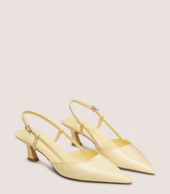 Stuart Weitzman,VINNIE 50 SLINGBACK,Pumps,Work,Cream,Angle View