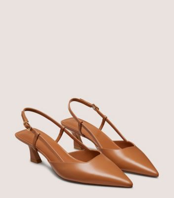 Stuart Weitzman,VINNIE 50 SLINGBACK,Pumps,Work,Brown,Angle View