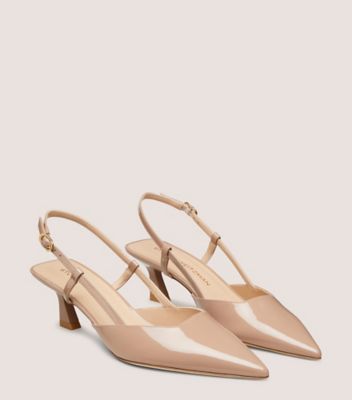 Stuart Weitzman,VINNIE 50 SLINGBACK,Pumps,Cocktail,Beige,Angle View