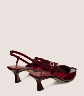 Stuart Weitzman,ESCARPIN À BRIDE ARRIÈRE VINNIE 50,Pump,Cuir verni,Bois de rose,Back View
