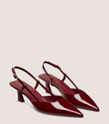 Stuart Weitzman,ESCARPIN À BRIDE ARRIÈRE VINNIE 50,Pump,Cuir verni,Bois de rose,Angle View