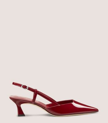 Stuart Weitzman,VINNIE 50 SLINGBACK,Pump,Patent leather,Rioja Red,Front View