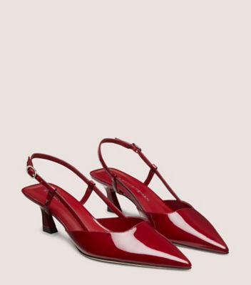 Stuart Weitzman,VINNIE 50 SLINGBACK,Pumps,Cocktail,Maroon,Angle View