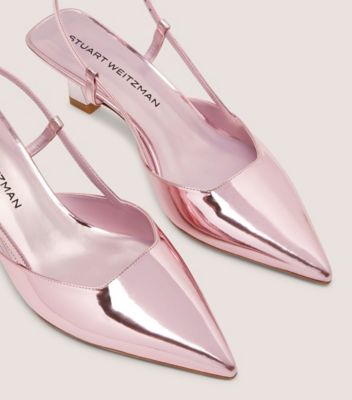 Stuart Weitzman,VINNIE 50 SLINGBACK,Leather,Pumps,Cut Out,Formal,Pink,Detailed View