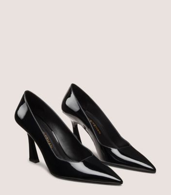 Stuart Weitzman,VINNIE 85 PUMP,Rubber,Pumps,Cocktail,Black,Angle View