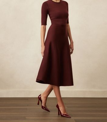 Stuart Weitzman,VINNIE 100 D'ORSAY PUMP,Pumps,Cocktail,Maroon,Shoe on tall model