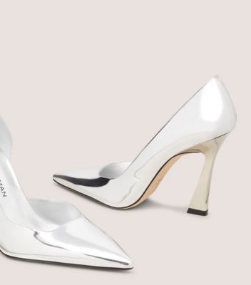 Stuart Weitzman,VINNIE 100 DORSAY PUMP,Sculptural Heel,Pumps,Party,Clear,Detailed View