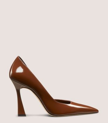 Stuart Weitzman,VINNIE 100 DORSAY PUMP,Pumps,Cocktail,Brown,Front View