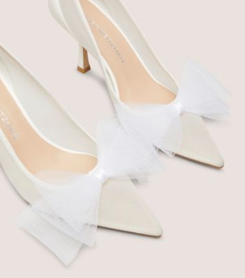 Stuart Weitzman,BLUSHING BOW 75 PUMP,Nappa Leather,Mesh,Pumps,Bow,Formal,White,Detailed View