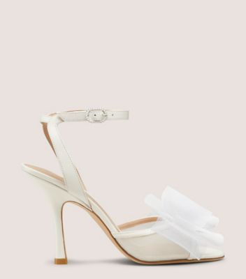 Stuart Weitzman,Sandal,Cuir nappa et maille,Crème Et Blanc,Front View