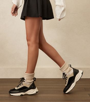 Stuart Weitzman,SW HIKER HIGH-TOP TRAINER,Rubber,Hiking,Logo,Metal,Ribbed,Mixed Media,Pull Tab,Hiking,Black