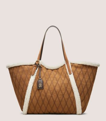 Stuart Weitzman,GOGO QUILTED TOTE,Brown,Front View