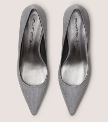 Stuart Weitzman,STUART KITTEN PUMP,Rubber,Pumps,Day Party,Formal,Gray,Top View