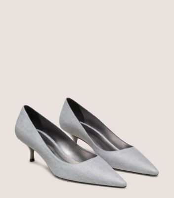 Stuart Weitzman,STUART KITTEN PUMP,Rubber,Pumps,Day Party,Formal,Gray,Angle View