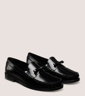 Stuart Weitzman,LOTTIE BOW LOAFER,Rubber,Flats,Loafer,Penny Loafer,Bow,Casual,Black,Angle View