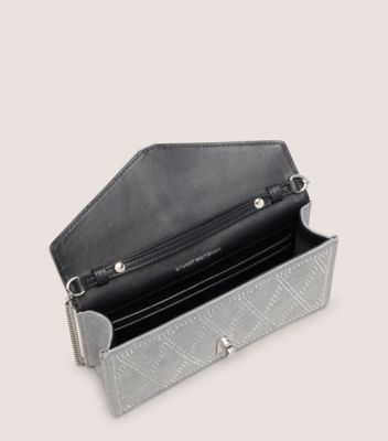 Stuart Weitzman,MILAN SHINE CLUTCH,Cotton,Clutch,Crystal,Rhinestones,Embellished,Gusset,Day Party,,Top View