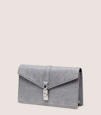 Stuart Weitzman,MILAN SHINE CLUTCH,Cotton,Clutch,Crystal,Rhinestones,Embellished,Gusset,Day Party,,Side View