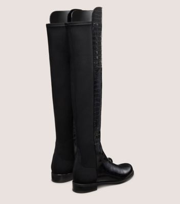 Stuart Weitzman,5050 BOOT,Rubber,Boots,Animal Skin Embossing,Traction,Day Party,Black,Back View