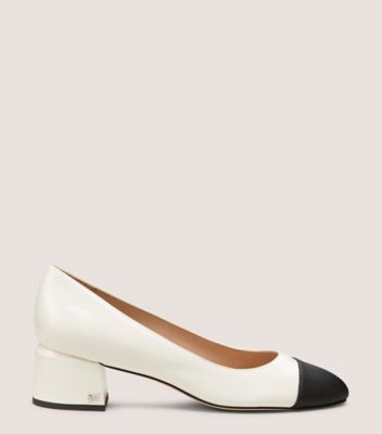 Stuart Weitzman,GABBY 45 BLOCK PUMP,Rubber,Pumps,Cushioned,Work,White,Front View