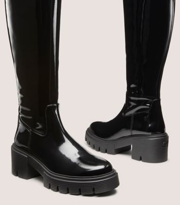 Stuart Weitzman,SOHO KNEE-HIGH BOOT,Rubber,Boots,Day Party,Black,Detailed View