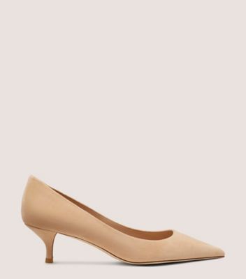 Stuart Weitzman,STUART POWER 50,Rubber,Suede,Pumps,Foam,Flexible,Padded Insole,Work,Beige,Front View