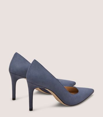 Stuart Weitzman,ESCARPIN STUART POWER 85,Pump,Suède,Bleu tempête,Back View