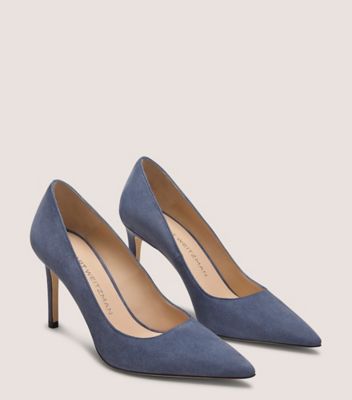 Stuart Weitzman,ESCARPIN STUART POWER 85,Pump,Suède,Bleu tempête,Angle View