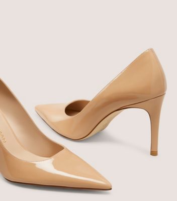 Stuart Weitzman,ESCARPIN STUART POWER 85,Pump,Cuir verni,Beige adobe,Detailed View