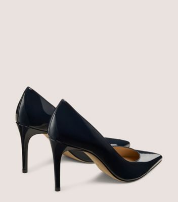 Stuart Weitzman,ESCARPIN STUART POWER 85,Pump,Cuir verni,Bleu marine,Back View