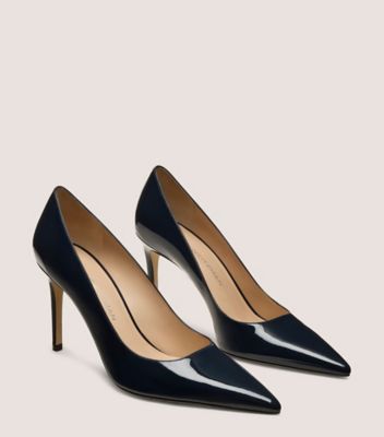 Stuart Weitzman,ESCARPIN STUART POWER 85,Pump,Cuir verni,Bleu marine,Angle View
