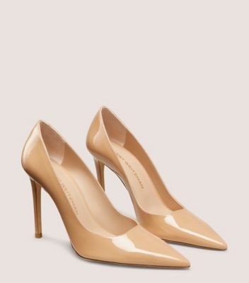 Stuart Weitzman,STUART POWER 100,Leather,Rubber,Pumps,Foam,Cushioned,Flexible,Formal,Cocktail,Beige,Angle View