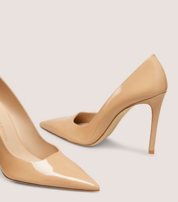 Stuart Weitzman,ESCARPIN STUART POWER 100,Pump,Cuir verni,Beige Adobe,Detailed View