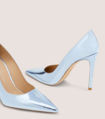 Stuart Weitzman,ESCARPIN STUART POWER 100,Pump,Cuir specchio,Cielo,Detailed View