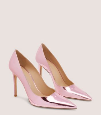 Stuart Weitzman,STUART POWER 100,Leather,Rubber,Pumps,Foam,Cushioned,Flexible,Formal,Party,Pink,Angle View