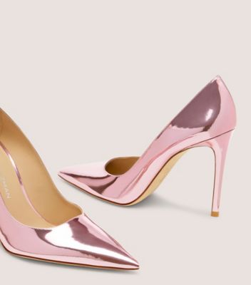 Stuart Weitzman,ESCARPIN STUART POWER 100,Pump,Cuir specchio,Guimauve Rose,Detailed View