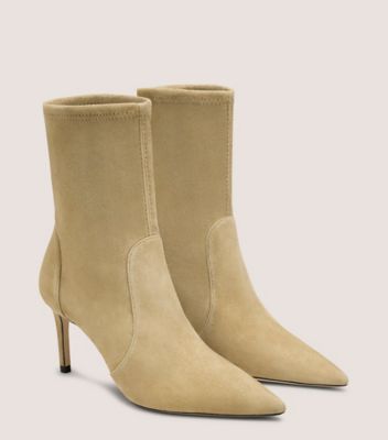 Stuart Weitzman,STUART POWER BOOTIE 75,Bootie,Fabric,Foam,Cocktail,,Angle View