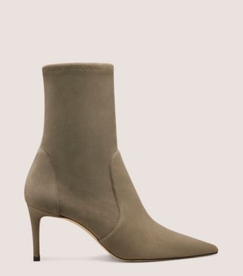 Stuart Weitzman,STUART POWER BOOTIE 75,Bootie,Foam,Fabric,Cocktail,Brown,Front View