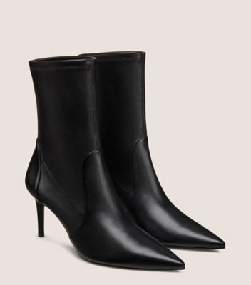 Stuart Weitzman,STUART POWER BOOTIE 75,Nappa Leather,Bootie,Foam,Day Party,Black,Angle View