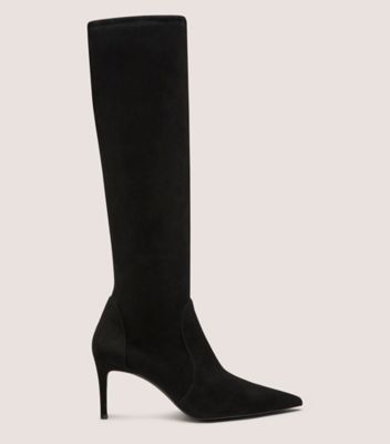 Stuart Weitzman,BOTTE STUART POWER 75,Boot,Suède extensible,Noir,Front View