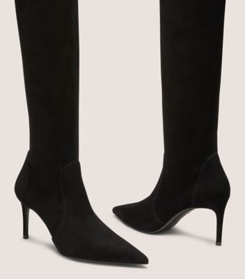 Stuart Weitzman,BOTTE STUART POWER 75,Boot,Suède extensible,Noir,Detailed View