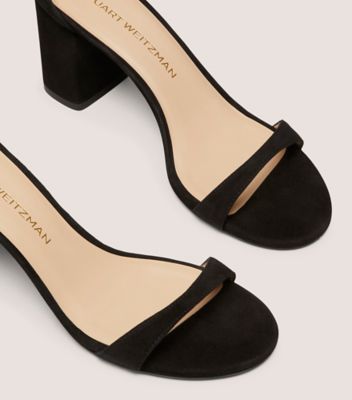 Stuart Weitzman,NUDIST BLOCK 75,Suede,Sandals,Cushioned,Cushion Toe,Cocktail,Casual,Black,Detailed View