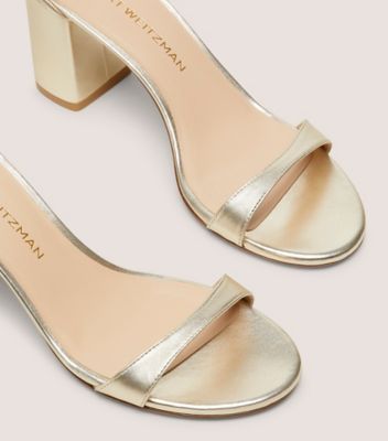 Stuart Weitzman,NUDIST BLOCK 75,Gold,Detailed View